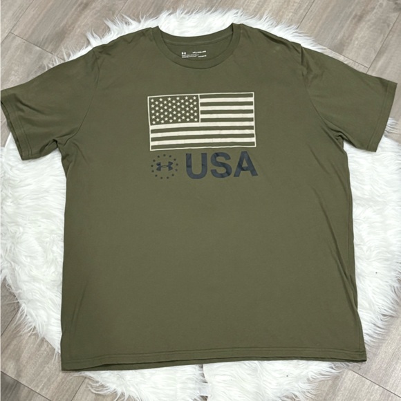 Under Armour Men's Army Green USA Flag Tee Size XXL - Picture 1 of 4